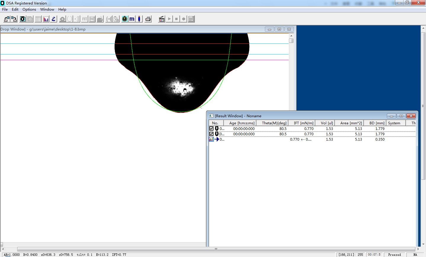 surface tension measurement by drop shape analysis software 